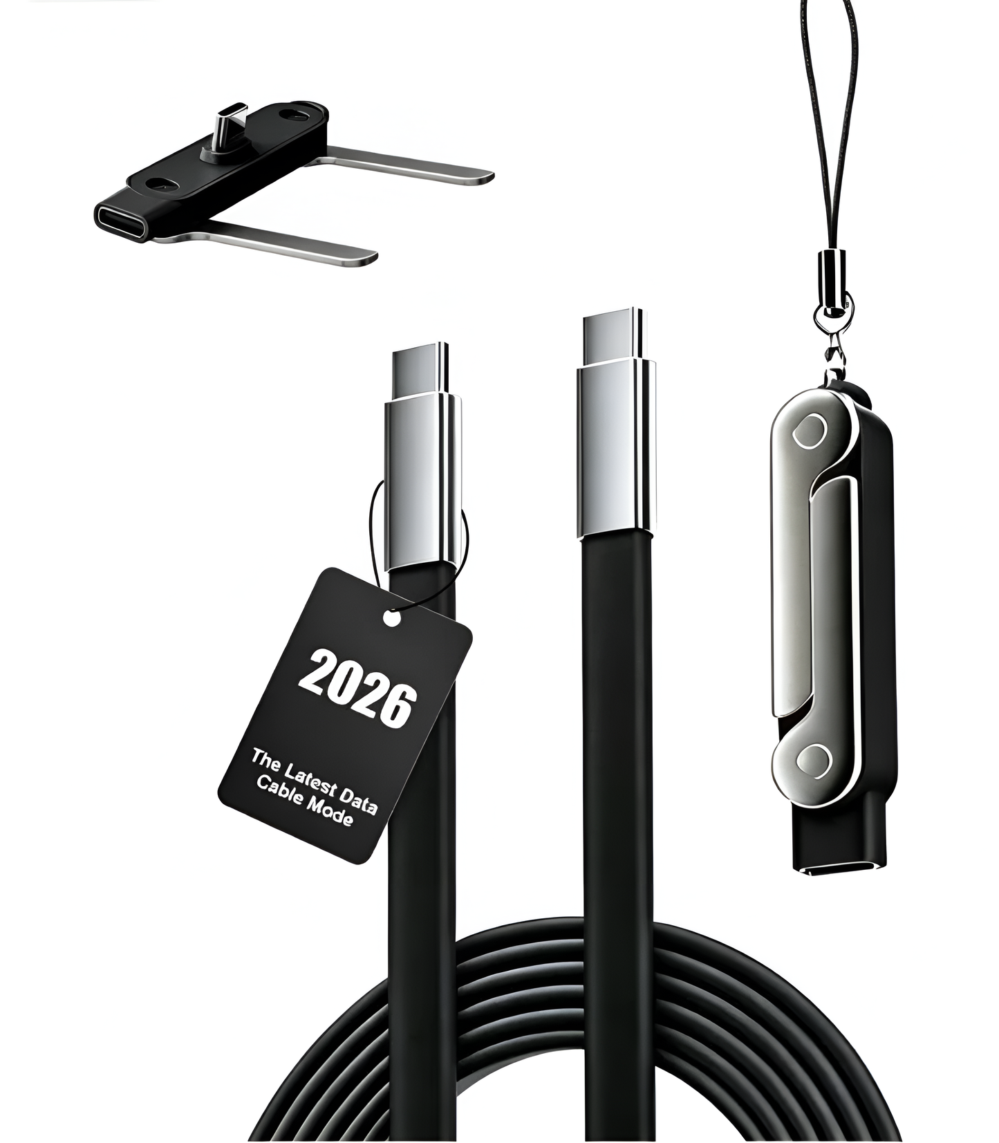 Nueva Llegada | Cable de carga súper rápido 240W Actualizado con Soporte desmontable incorporado para Celular TIPO-C y LIGHTNING, IPhone y Android