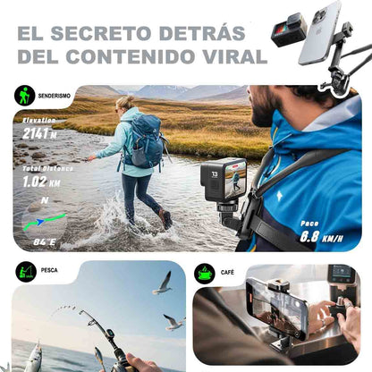 VisionTrack™ | Soporte Celular de Cuello para videos POV Manos Libres para Creadores y Aventureros