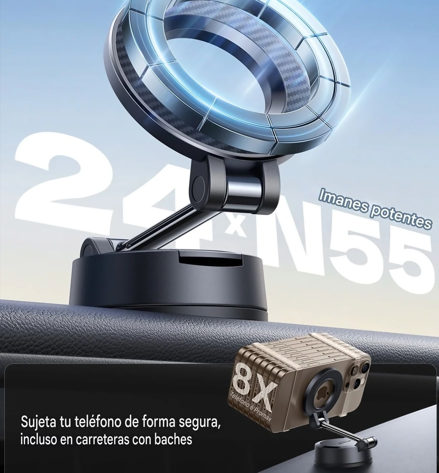 Soporte Celular Para Auto Magnetico Fuerte Iman MagSafe Iphone Android Sopore Premium Giro 360º