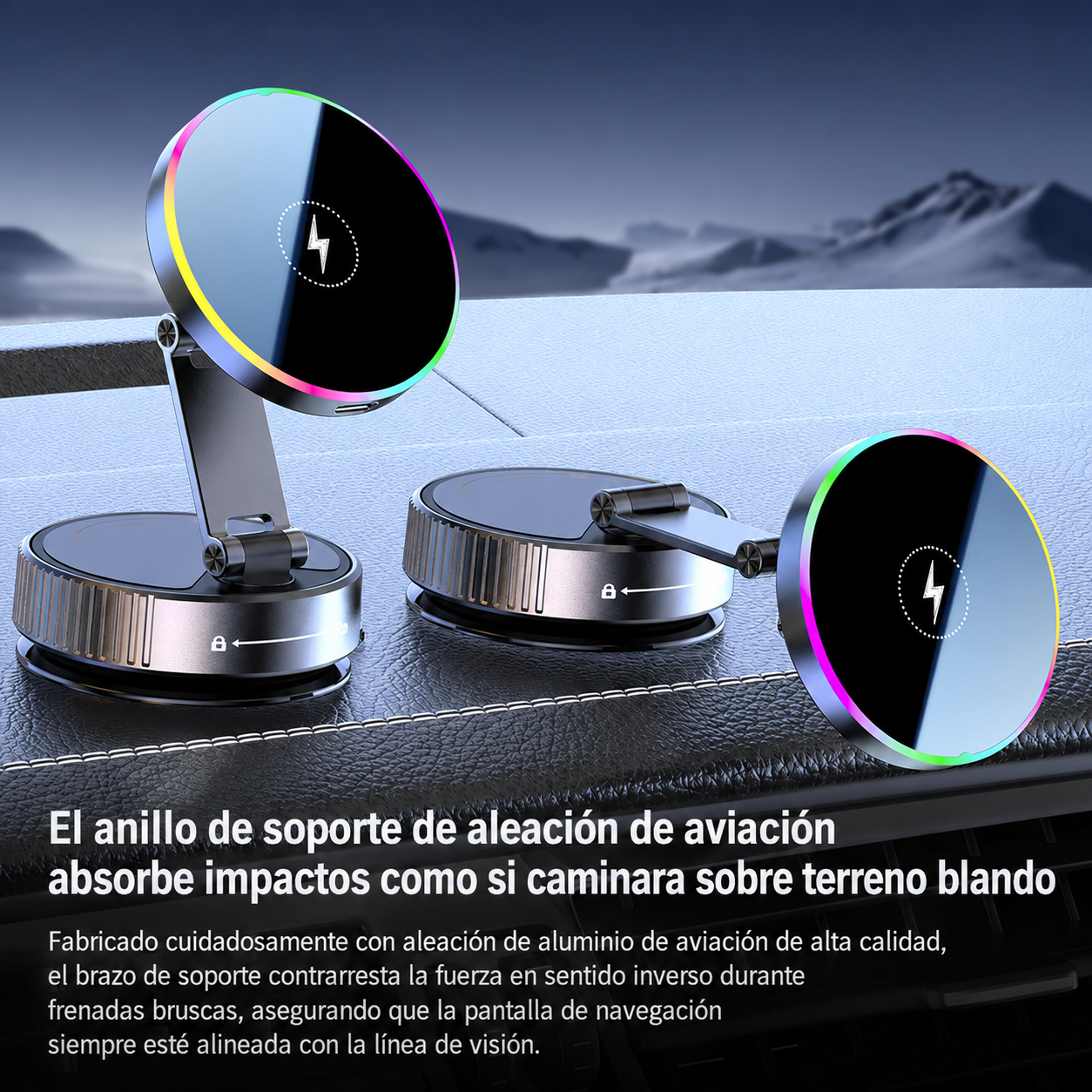 MagCharge K5 Pro™ | Soporte Magnético para Auto con Carga Inalámbrica 15W, Ventosa Nano Gel Ultra Fuerte, 25 Imanes N56 y Rotación 780°