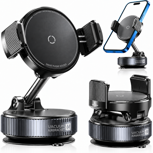 Soporte Celular Auto con Abrazaderas ajustables y Ventosa para tablero Texturado Nano‑Gel | Línea Premium K-001 Universale