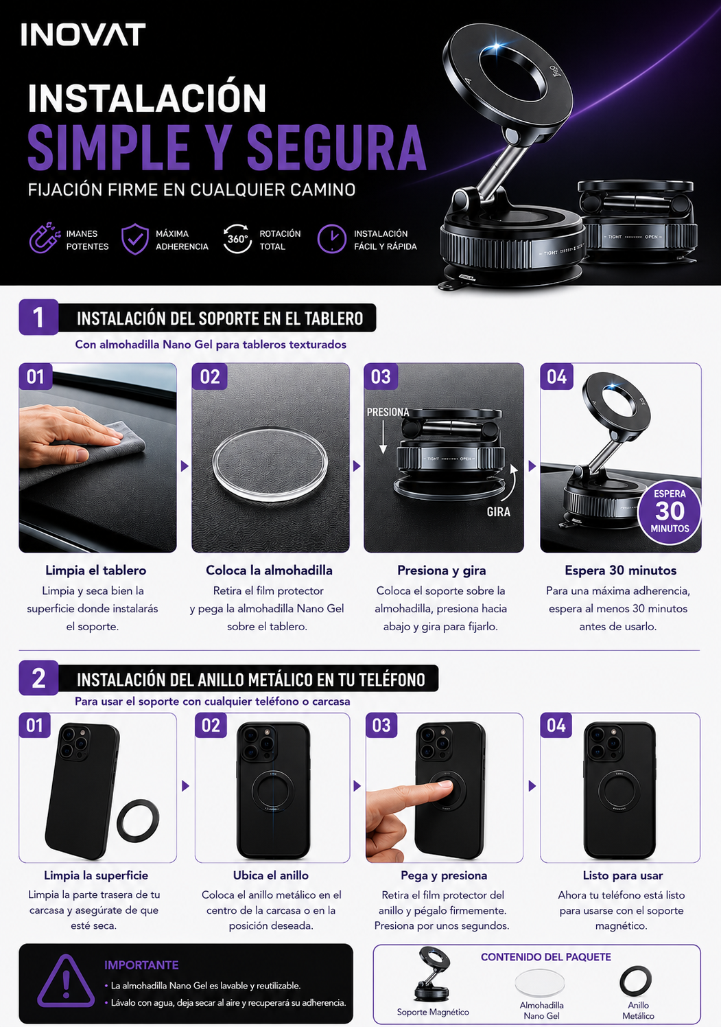 Original MagGrip 360™ | Soporte Celular Magnético para IPhone y Android Nano Gel