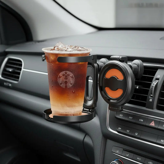 Soporte Portavasos Plegable Para Auto Rejilla Ventilación Naranja