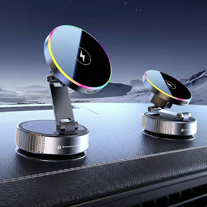 MagCharge K5 Pro™ | Soporte Magnético para Auto con Carga Inalámbrica 15W, Ventosa Nano Gel Ultra Fuerte, 25 Imanes N56 y Rotación 780°