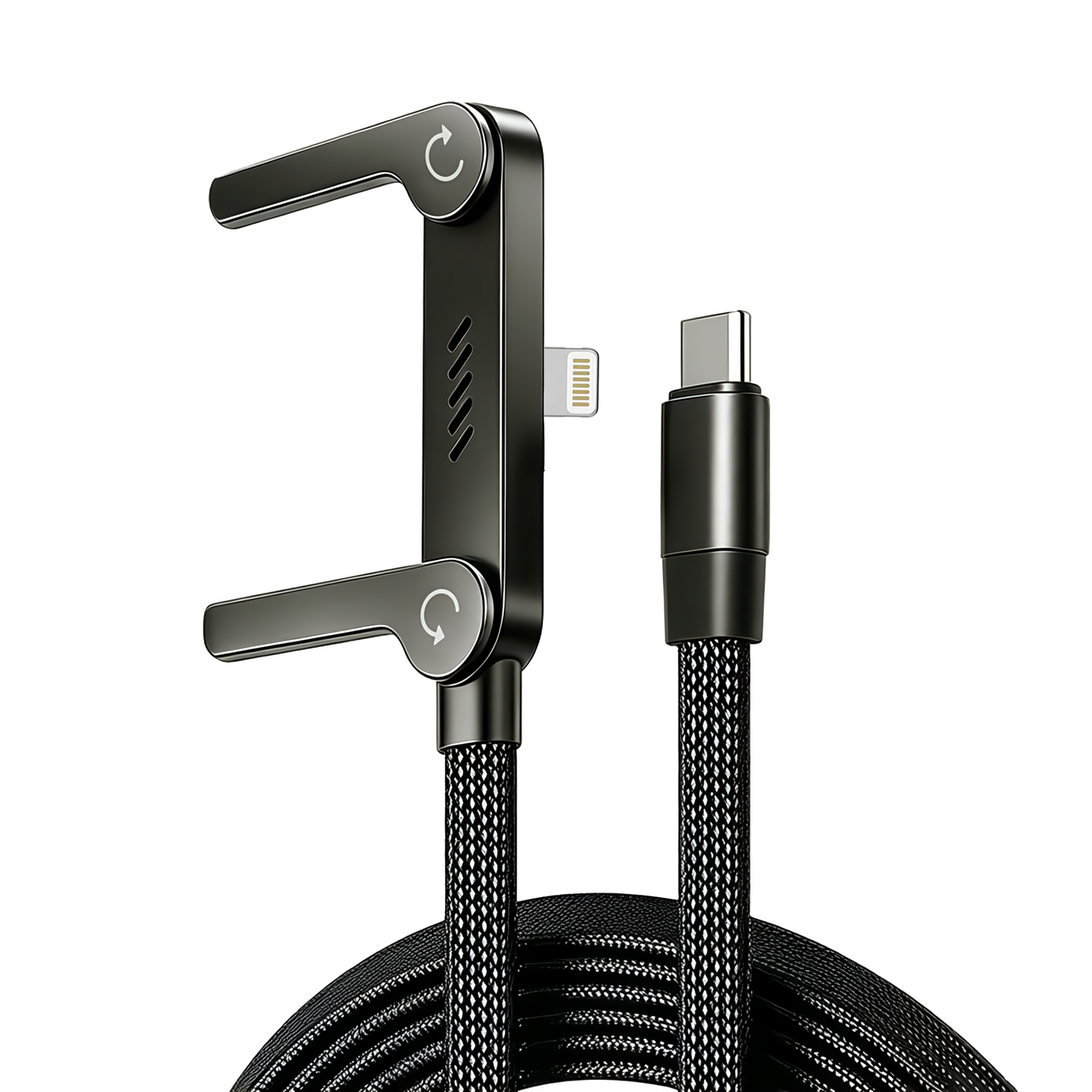 Cable de carga rápida con Soporte plegable TIPO-C 66W y LIGHTNING 36W para IPhone y Android