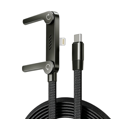 Cable de carga rápida con Soporte plegable TIPO-C 66W y LIGHTNING 36W para IPhone y Android
