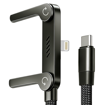 Cable de carga rápida con Soporte plegable TIPO-C 66W y LIGHTNING 36W para IPhone y Android