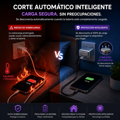 CutCharge Pro™ | Desconector Inteligente USB Tipo-C Corte Automático de Carga al 100% para Protección de Batería