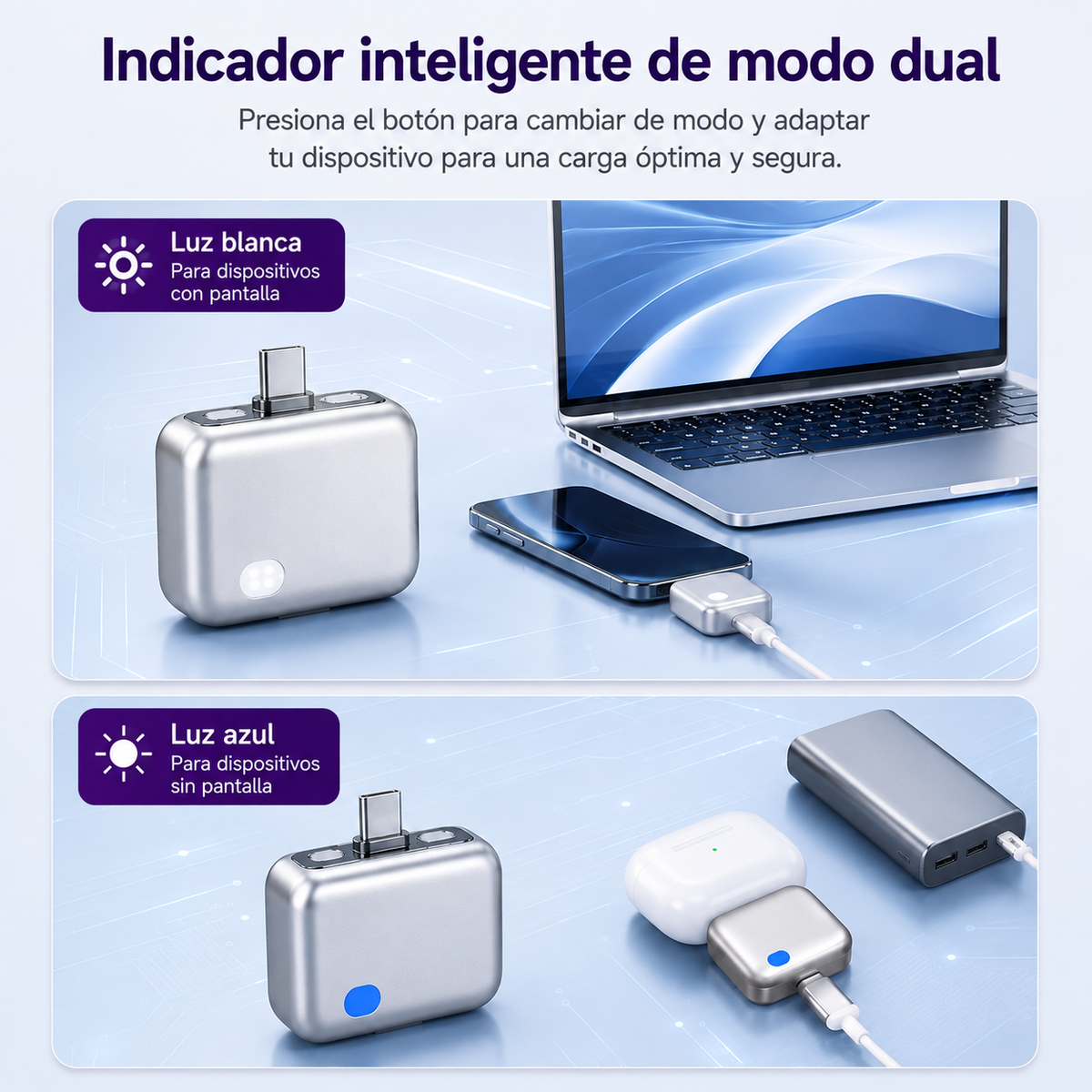 CutCharge Pro™ | Desconector Inteligente USB Tipo-C Corte Automático de Carga al 100% para Protección de Batería