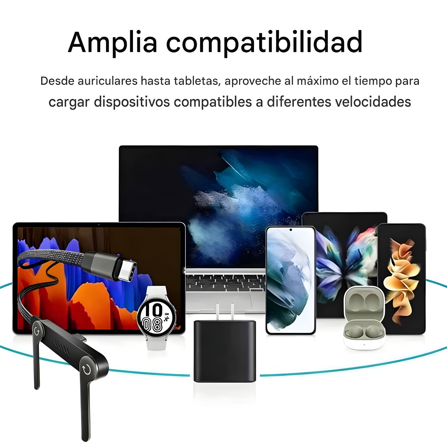 NUEVO | Cable de carga súper rápida 240W con Soporte plegable TIPO-C para IPhone Android
