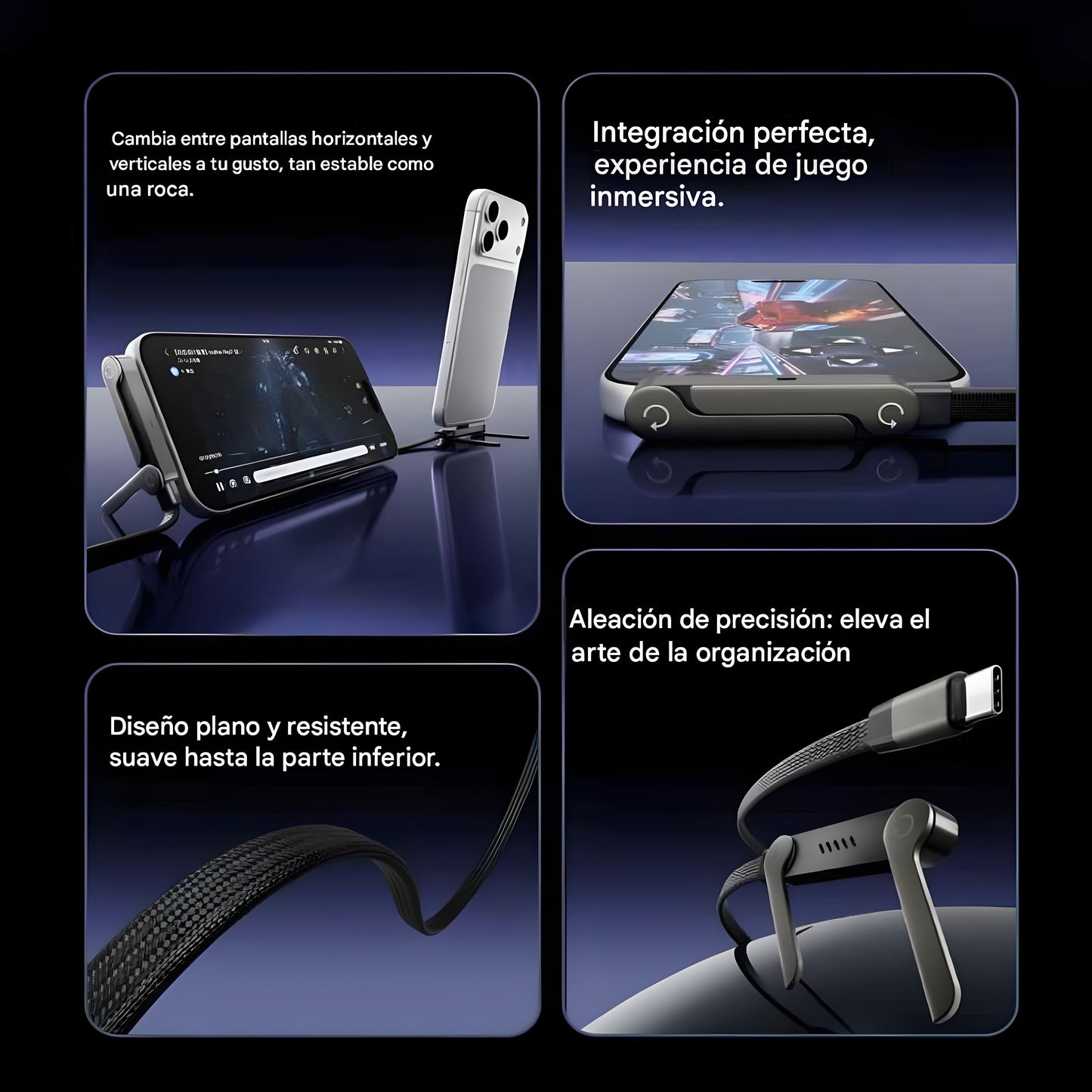 NUEVO | Cable de carga súper rápida 240W con Soporte plegable TIPO-C para IPhone Android