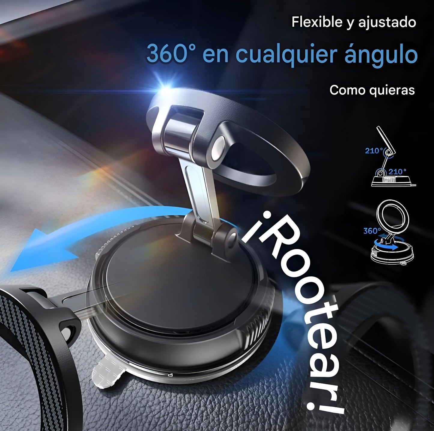 MagX70 | 360 Soporte Porta celular Magnetico para Vehiculo Ajustable en 360ª para Iphone y Android