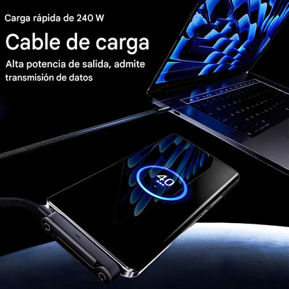 NUEVO | Cable de carga súper rápida 240W con Soporte plegable TIPO-C para IPhone Android