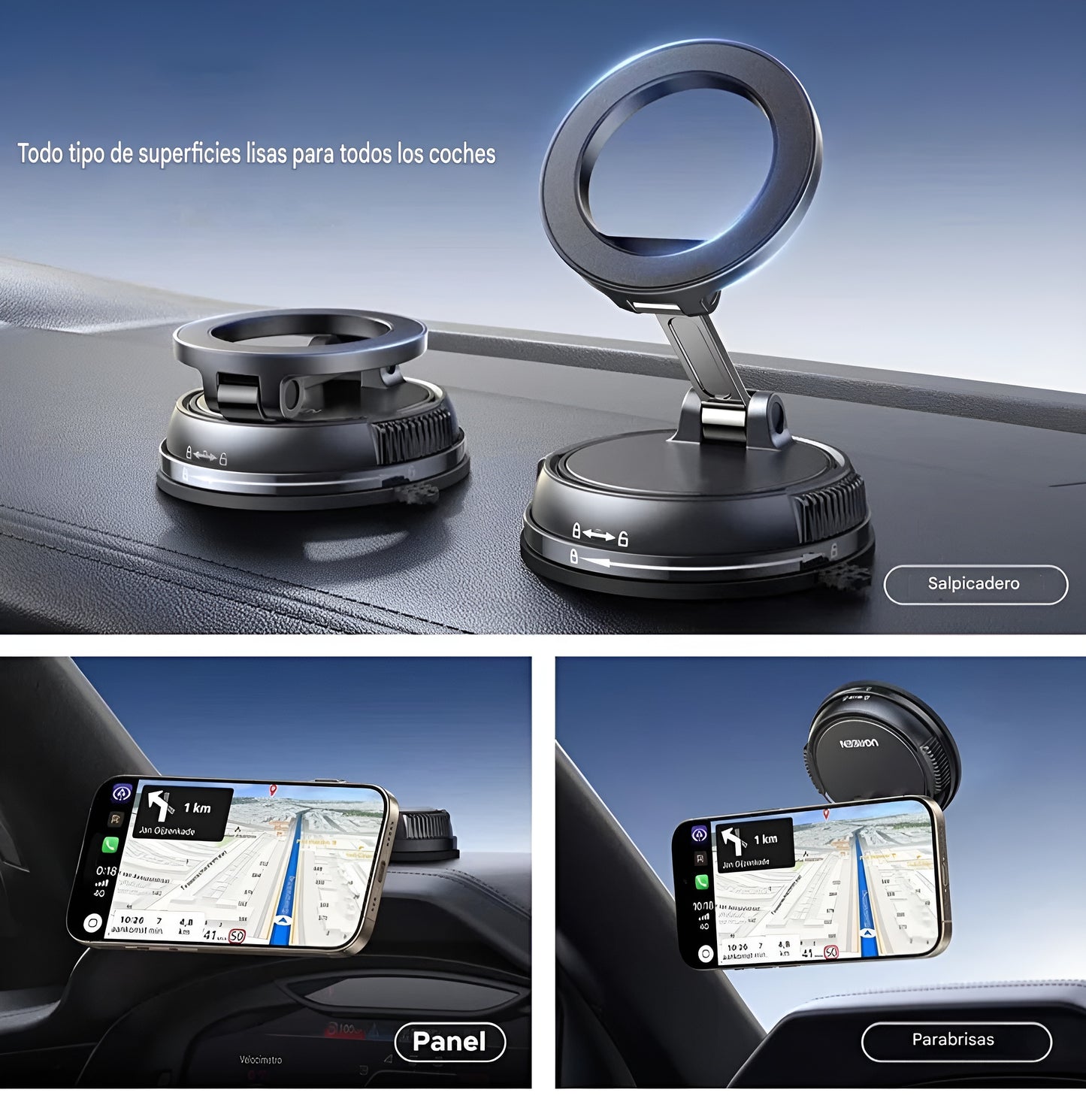 MagX70 | 360 Soporte Porta celular Magnetico para Vehiculo Ajustable en 360ª para Iphone y Android
