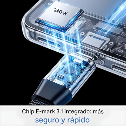 NUEVO | Cable de carga súper rápida 240W con Soporte plegable TIPO-C para IPhone Android