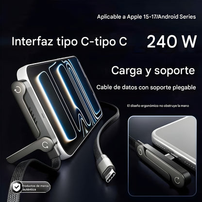 NUEVO | Cable de carga súper rápida 240W con Soporte plegable TIPO-C para IPhone Android