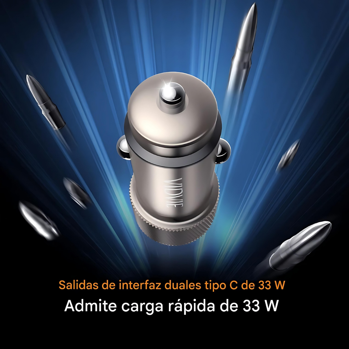 Cargador de Auto VIDVIE 33W Tipo-C Carga Rápida