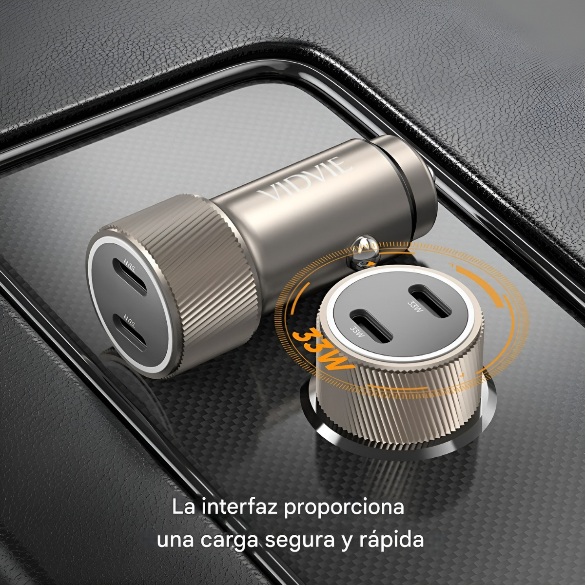 Cargador de Auto VIDVIE 33W Tipo-C Carga Rápida