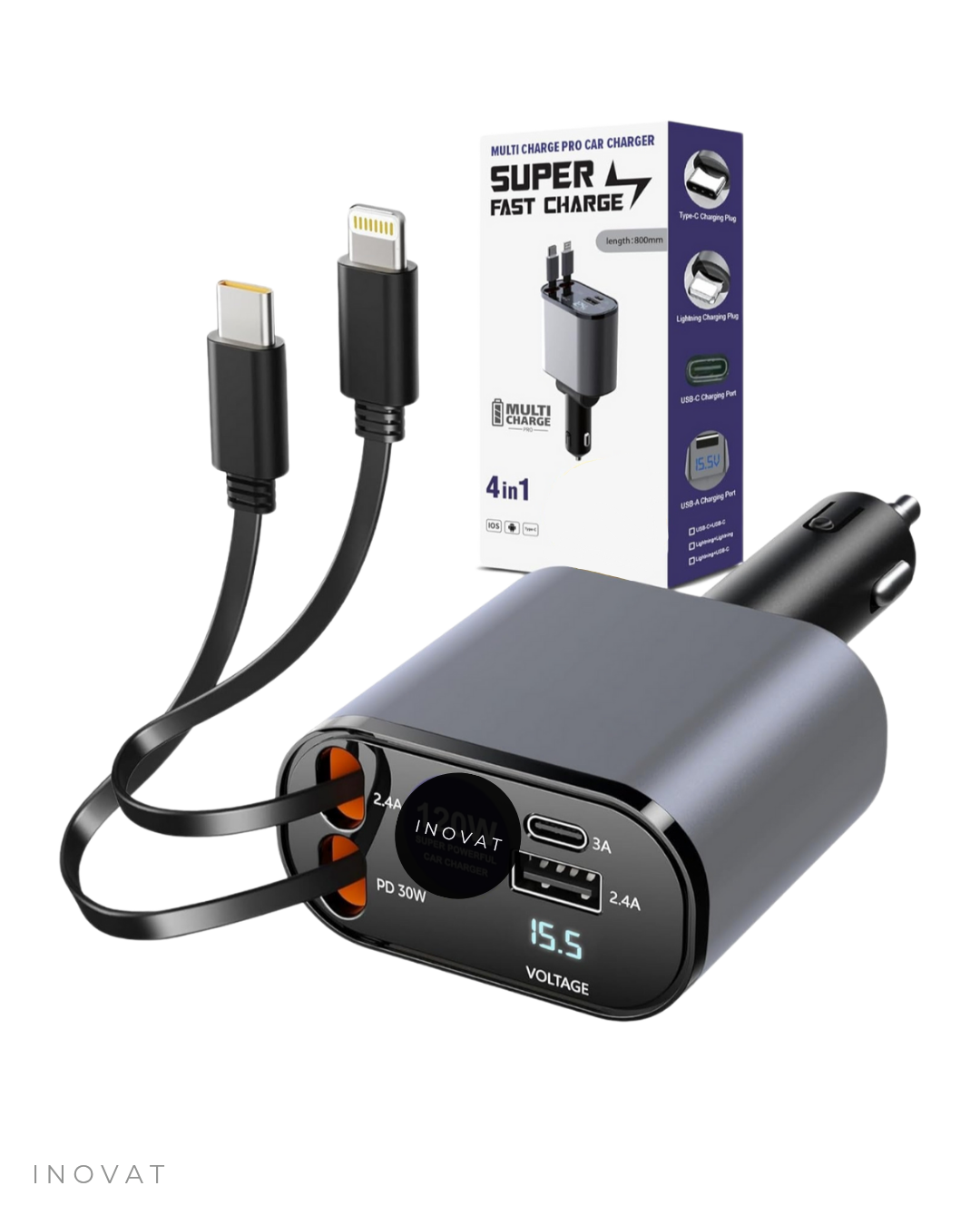 VoltCharge Retract™ | Carga inteligente, diseño compacto y potencia máxima en cada viaje